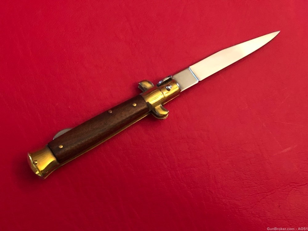 Falcon Blades Italy Manual Lockback Knife Stiletto 6 1/2” Rostfrei Wood-img-1