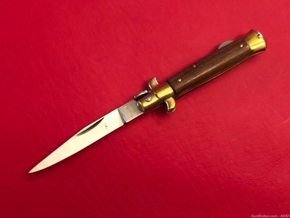 Falcon Blades Italy Manual Lockback Knife Stiletto 6 1/2” Rostfrei Wood-img-0