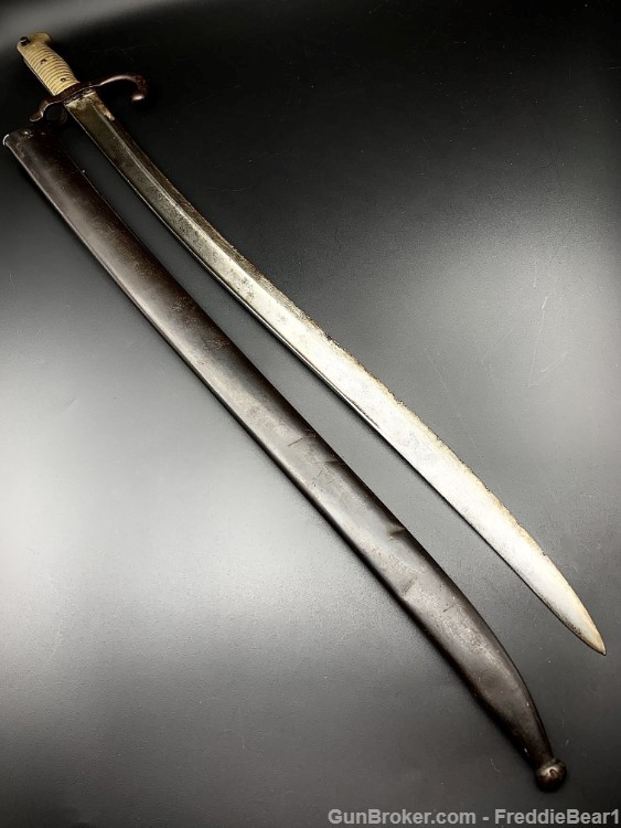 French Model 1866 Chassepot Sword Bayonet & Scabbard with Matching Serial #-img-1