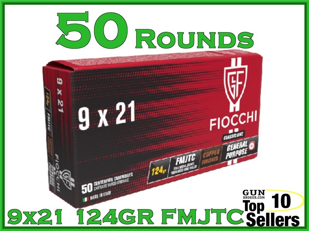 Fiocchi Classic Line 9x21MM IMI 124 GR FMJTC 709115 50CT-img-0