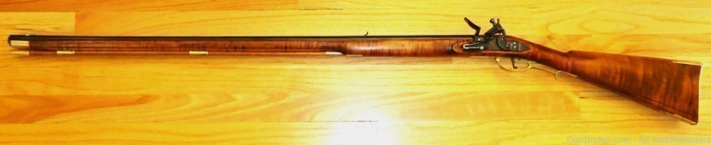 Left handed Isaac Haines Flintlock Rifle. Colerain swamped 45 Cal, Siler -img-0