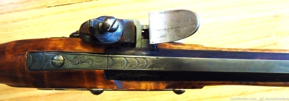 Left handed Isaac Haines Flintlock Rifle. Colerain swamped 45 Cal, Siler -img-11