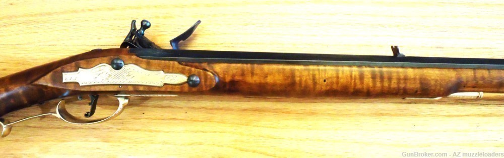 Left handed Isaac Haines Flintlock Rifle. Colerain swamped 45 Cal, Siler -img-5