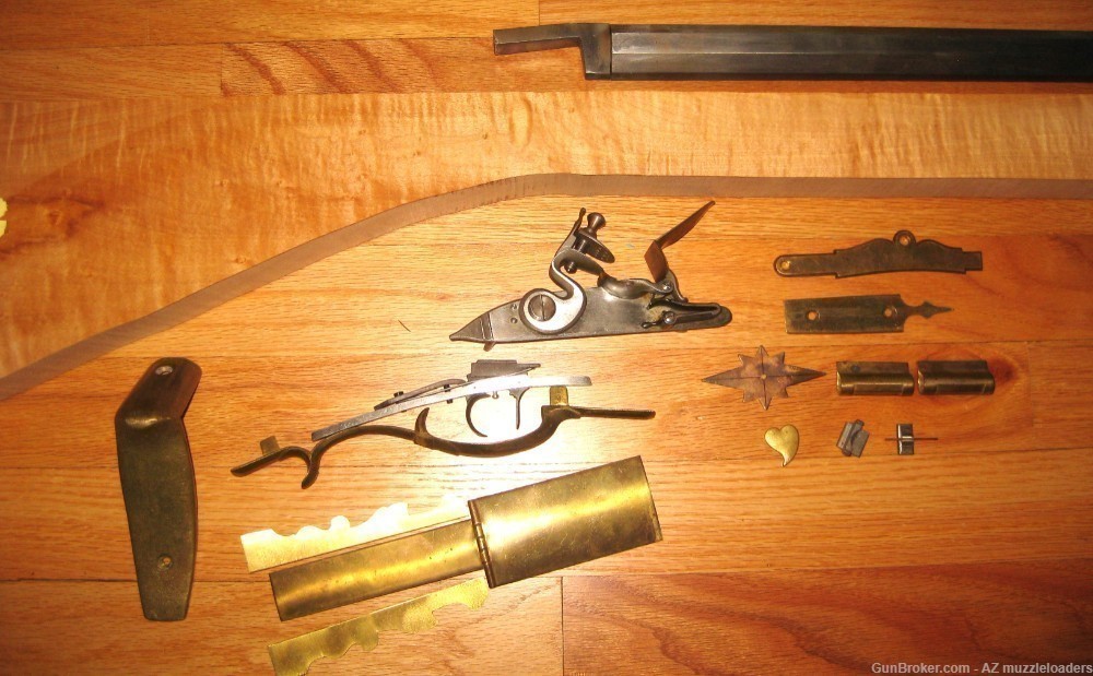 Kentucky Flintlock Rifle Parts Set, Swamped Cunningham 58 Cal, Muzzleloader-img-0