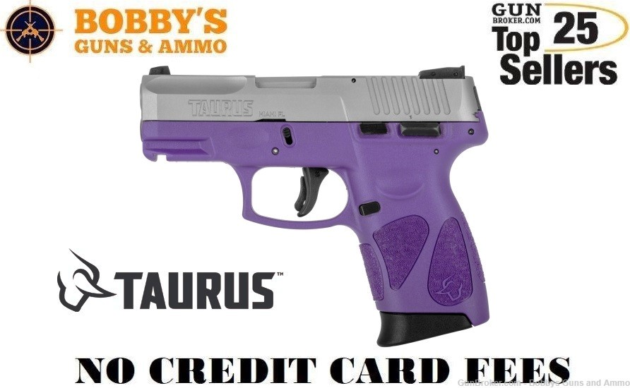 Taurus 1G2C93912DP G2C Compact 9mm 12+1 3.26" Stainless-Purple Thumb Safety-img-0