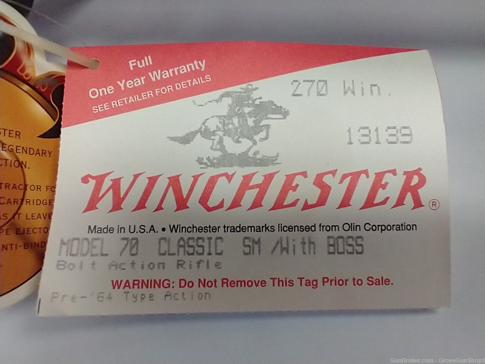 Winchester M70 Classic SM 270Win Pre-64 Style Action w/BOSS 24" 1990's-img-17