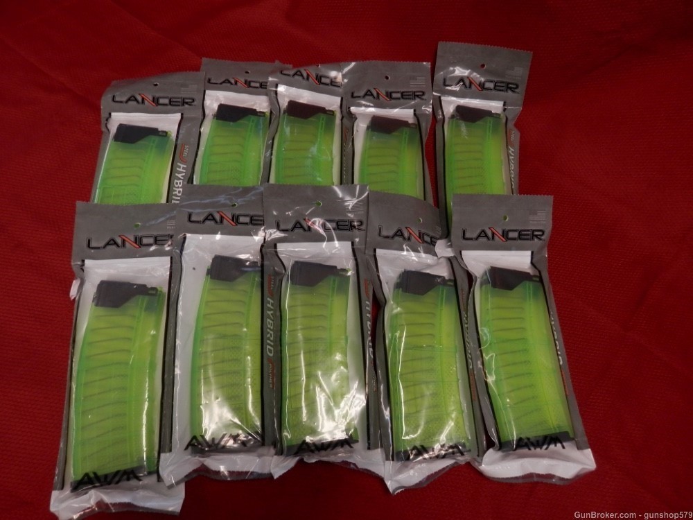 LANCER TRANSLUCENT ALIEN GREEN TACTICAL 10 MAG LOT SALE PACKAGE EDC PDW M4-img-1