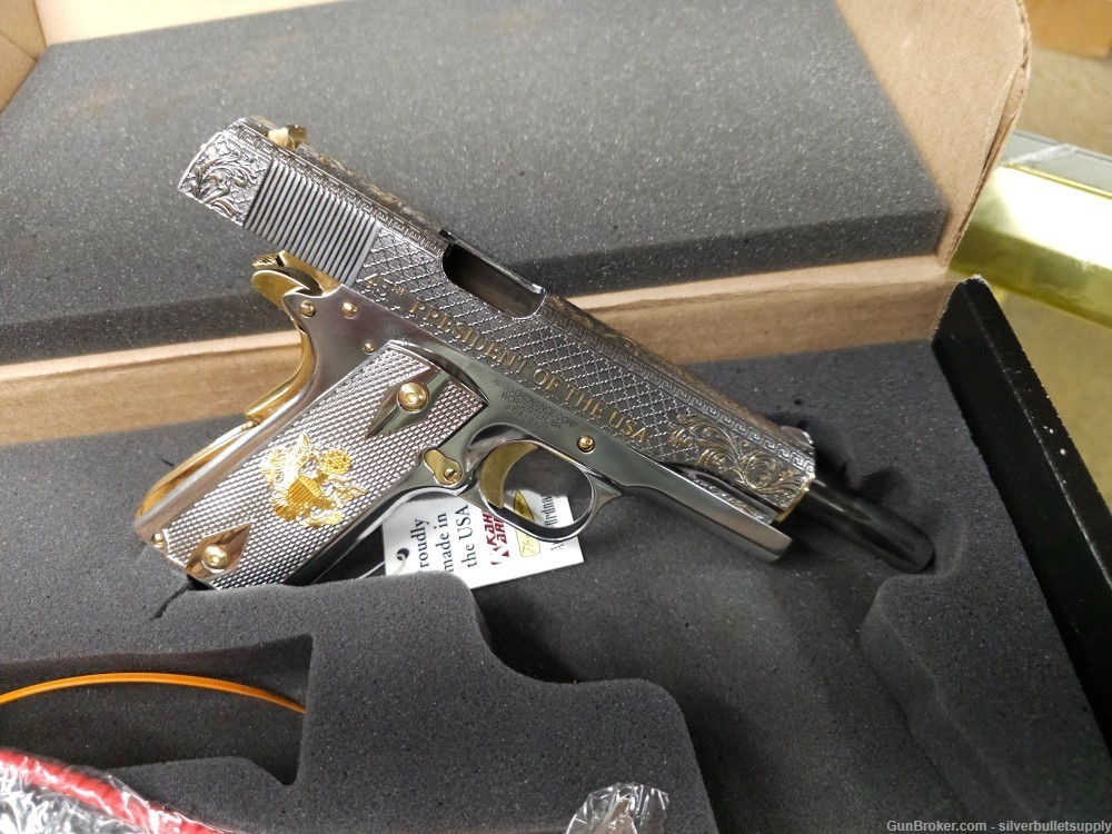 Auto Ordnance 1911A1 Trump 45 Special Edition Nickel Plated w/gold Accents-img-2