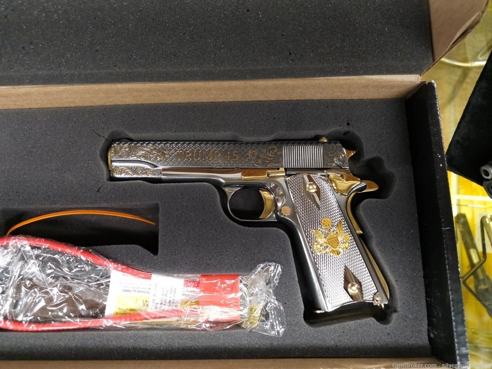 Auto Ordnance 1911A1 Trump 45 Special Edition Nickel Plated w/gold Accents-img-0