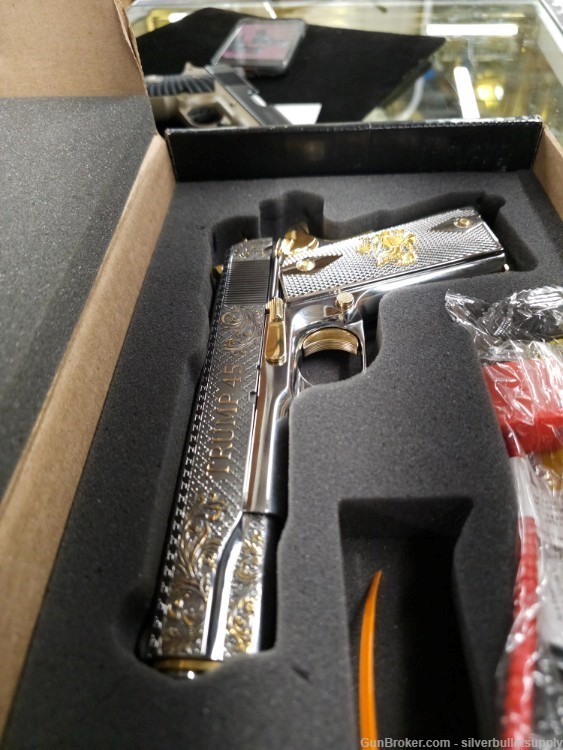 Auto Ordnance 1911A1 Trump 45 Special Edition Nickel Plated w/gold Accents-img-4