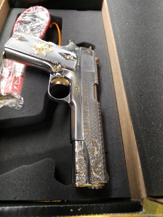 Auto Ordnance 1911A1 Trump 45 Special Edition Nickel Plated w/gold Accents-img-3