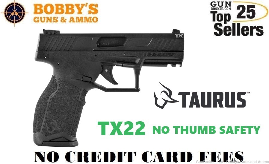 Taurus 1TX22241 TX22 22 LR 16+1 4.10" Black-Threaded Barrel NO THUMB SAFETY-img-0