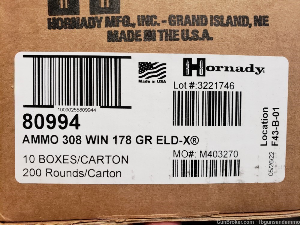 RDY2SHIP 200 ROUNDS HORNADY 308 WINCHESTER ELD-X PRECISION HUNTER 178 ELD X-img-0