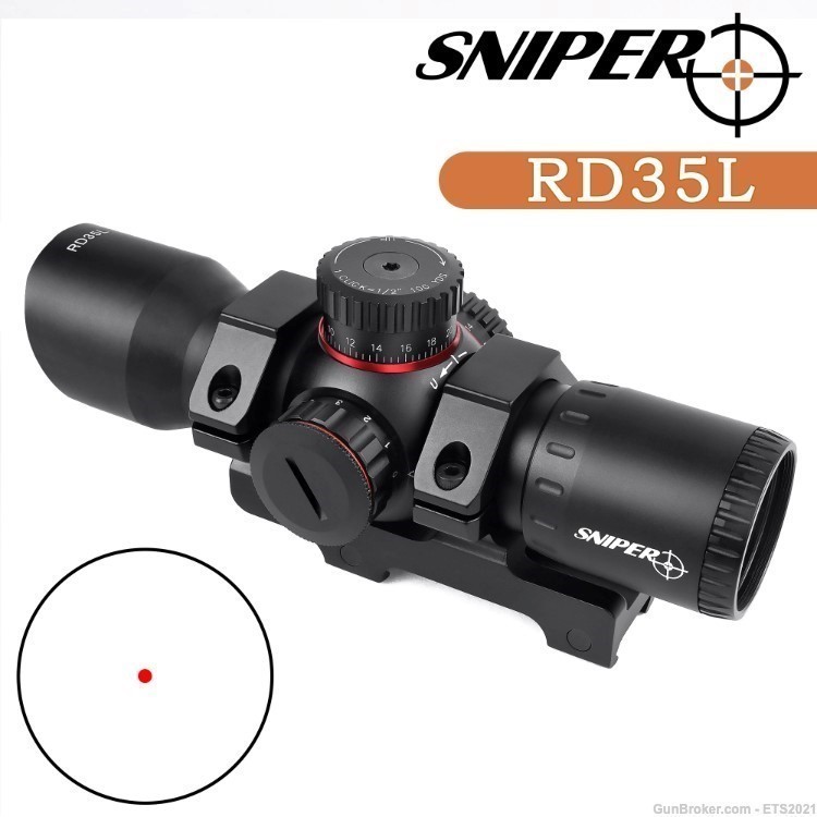 Compact Red Dot Sight Scope Style 35mm Tube Picatinny Mount + Cap-img-1