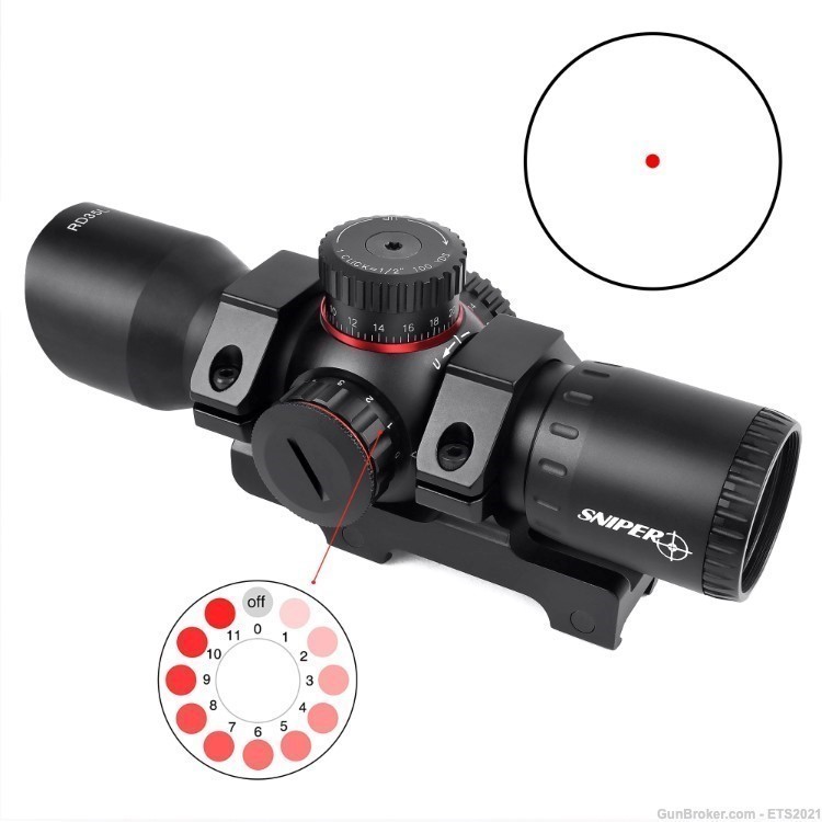 Compact Red Dot Sight Scope Style 35mm Tube Picatinny Mount + Cap-img-0