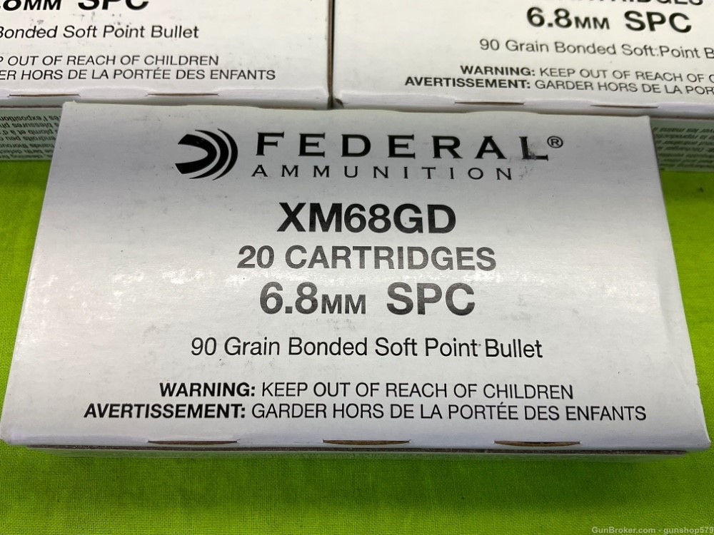 RARE FEDERAL 6.8MM SPC MX68GD GOLD DOT 100 ROUNDS 5 BOXES SALE MILITARY -img-1