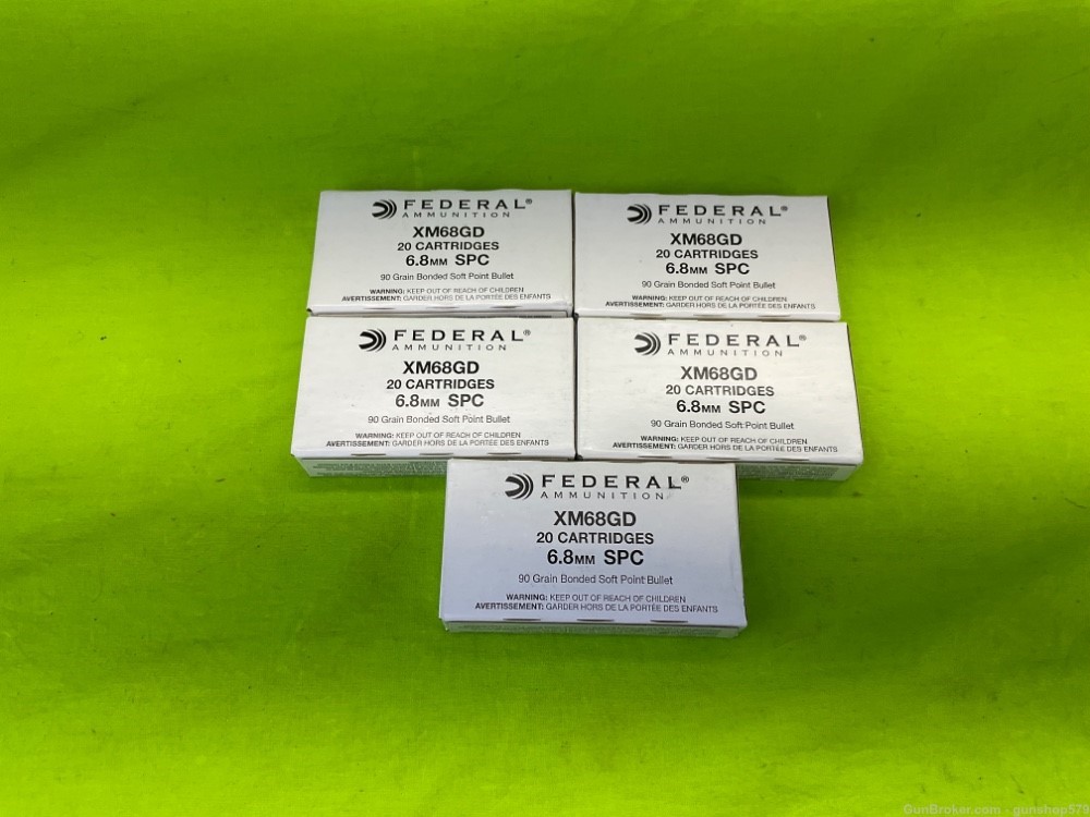 RARE FEDERAL 6.8MM SPC MX68GD GOLD DOT 100 ROUNDS 5 BOXES SALE MILITARY -img-0