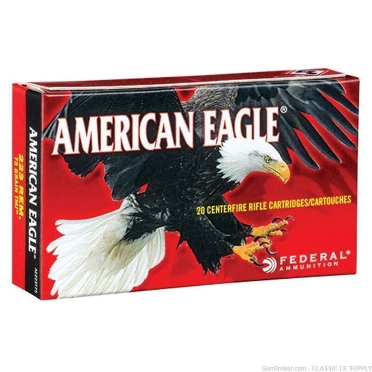 223 Rem - 75 Grain TMJ - Federal American Eagle - 20 Rounds-img-0