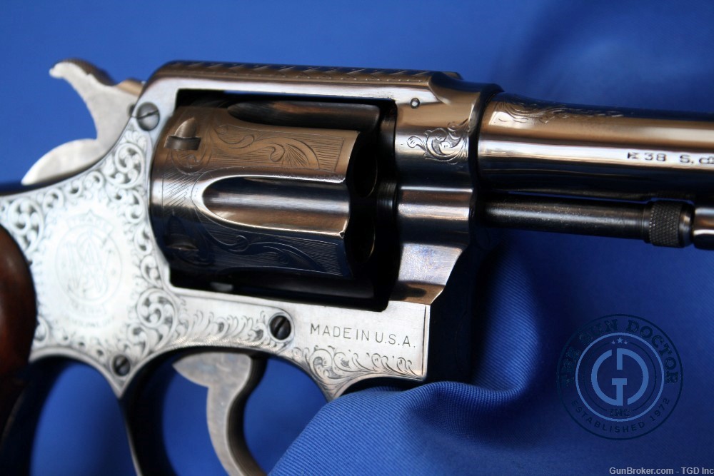 Engraved Smith & Wesson M&P 1905 38 s&w cal British Service Revolver-img-4