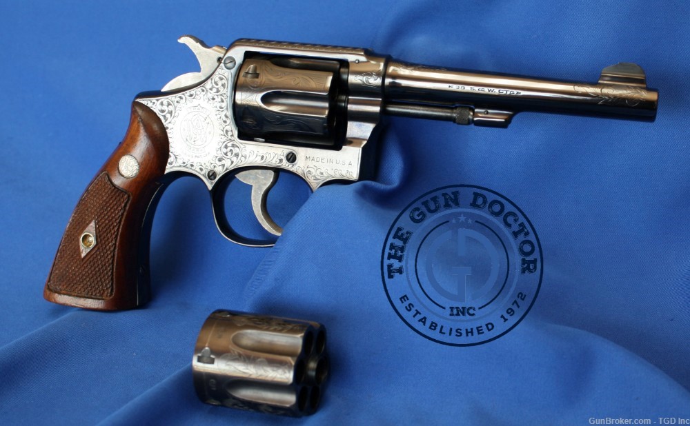 Engraved Smith & Wesson M&P 1905 38 s&w cal British Service Revolver-img-3