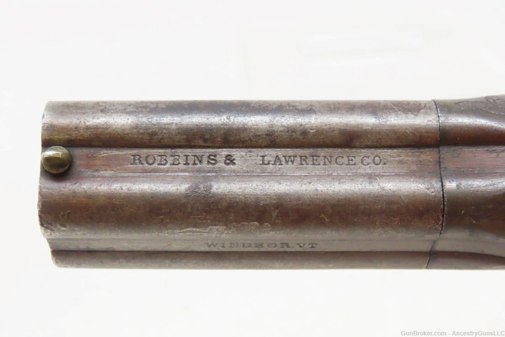 Scarce ANTEBELLUM Pre-Civil War ROBBINS & LAWRENCE Ring Trigger PEPPERBOX  -img-9