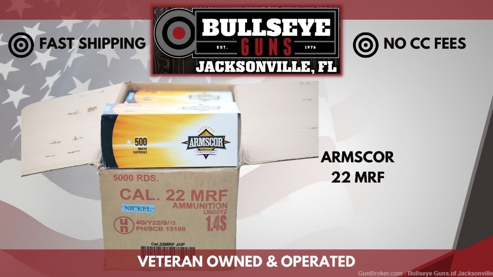 Armscor Precision 22 WMR 40 Grain Jacketed Hollow Point 5000 Round Case-img-0