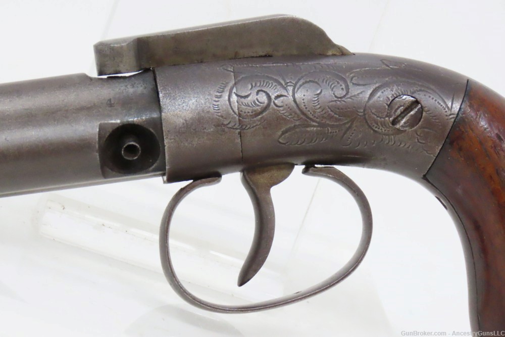 Rare ANTEBELLUM Antique MANHATTAN 3-Barrel Percussion PEPPERBOX Revolver-img-3