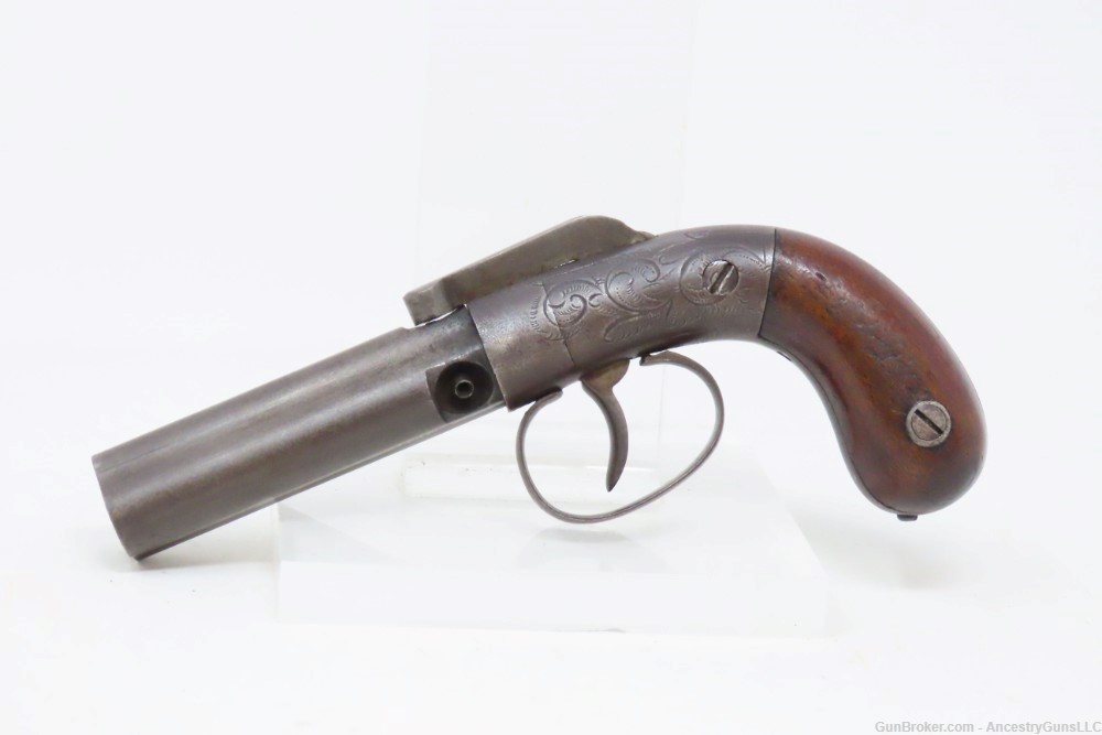 Rare ANTEBELLUM Antique MANHATTAN 3-Barrel Percussion PEPPERBOX Revolver-img-1