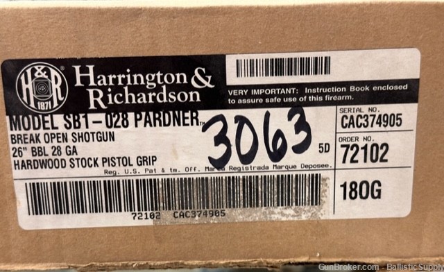 Harrington & Richardson H&R  Pardner SB1 28Ga. 28 Gauge-img-10