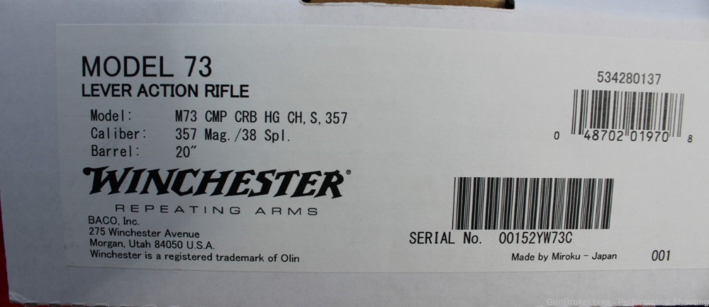 Winchester Model 1873 Competition Carbine High Grade 357 Mag 534280137-img-26