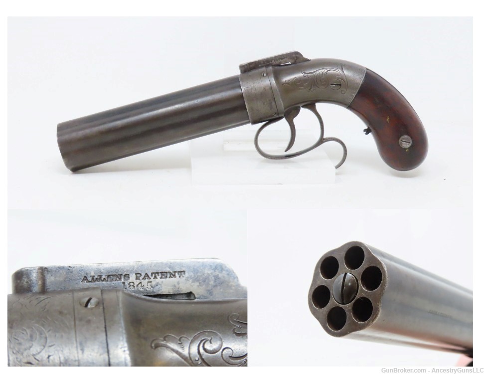 GOLD RUSH Era ALLEN & THURBER Antique WORCHESTER Period PEPPERBOX Revolver -img-0