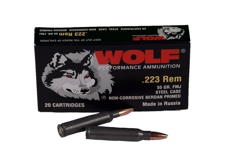 Wolf Ammo .223 Rem FMJ 55 Gr. 100 rds Steel Case NIB No Credit Card Fees-img-0