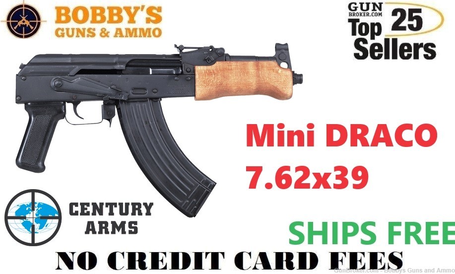 Century Arms HG2137N Draco Mini 7.62x39mm 30+1 7.75" Threaded Barrel-img-0