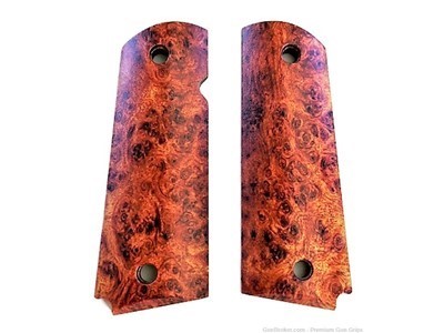 1911 Grips Exotic Wood Amboyna Burl FAUX fits Colt Government and clones