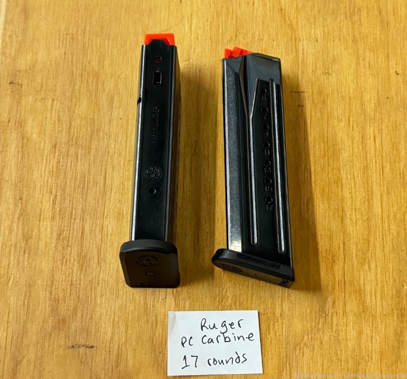 Two (2) Ruger PC carbine magazines. 9mm 17 rounds. SR9, security-9. Unused-img-0
