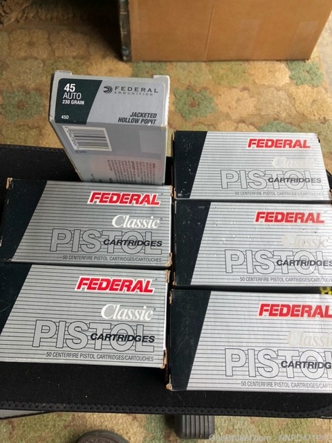 Six 50-Round (300 Rounds) Boxes Federal 230 Grain JHP .45 Auto Ammunition-img-0