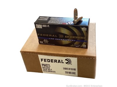 Federal Premium Ammunition 9MM - Federal HST 124 Grain +P LE HP 250 RDS    