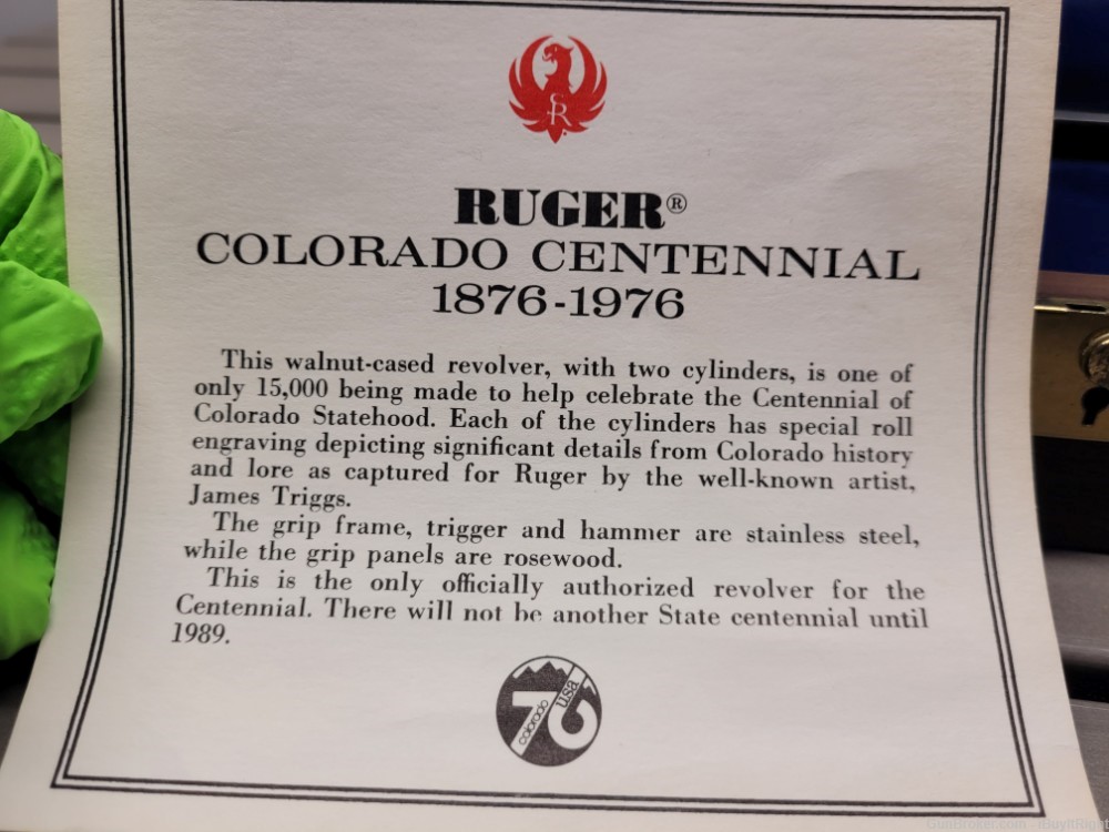 Ruger New Model Single-Six Colorado Centennial 1876 - 1976 .22 Cal Revolver-img-21