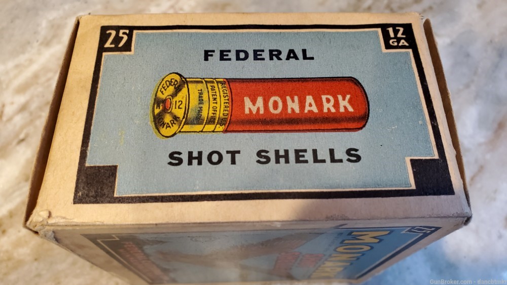 Federal Monarch Paper Shotshells - full box of 25 #4's 12 Gauge flying duck-img-2