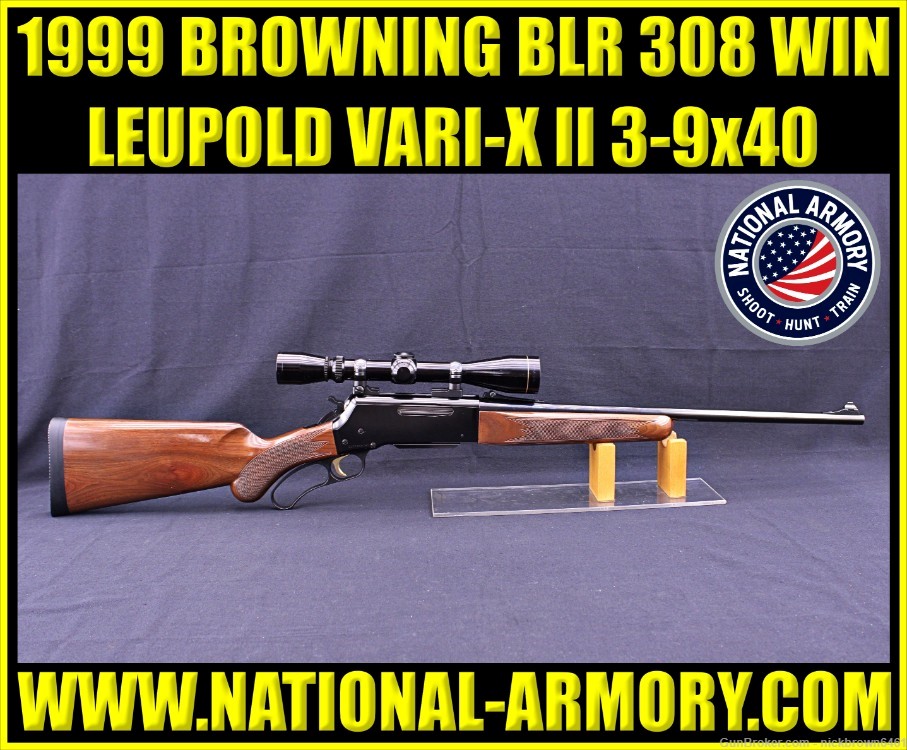 1999 BROWNING BLR 308 WIN 20" LEUPOLD VARI-X II c 3-9x40 LEVER ACTION-img-0