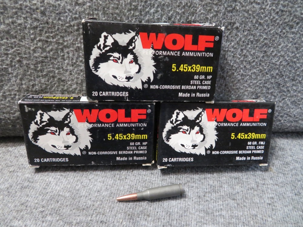 3 BOXES-60 ROUNDS OF WOLF MADE RUSSIAN 5.45 x 39 CALIBER AMMUNITION-img-0