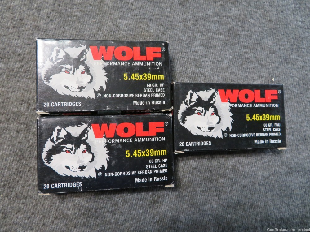 3 BOXES-60 ROUNDS OF WOLF MADE RUSSIAN 5.45 x 39 CALIBER AMMUNITION-img-4