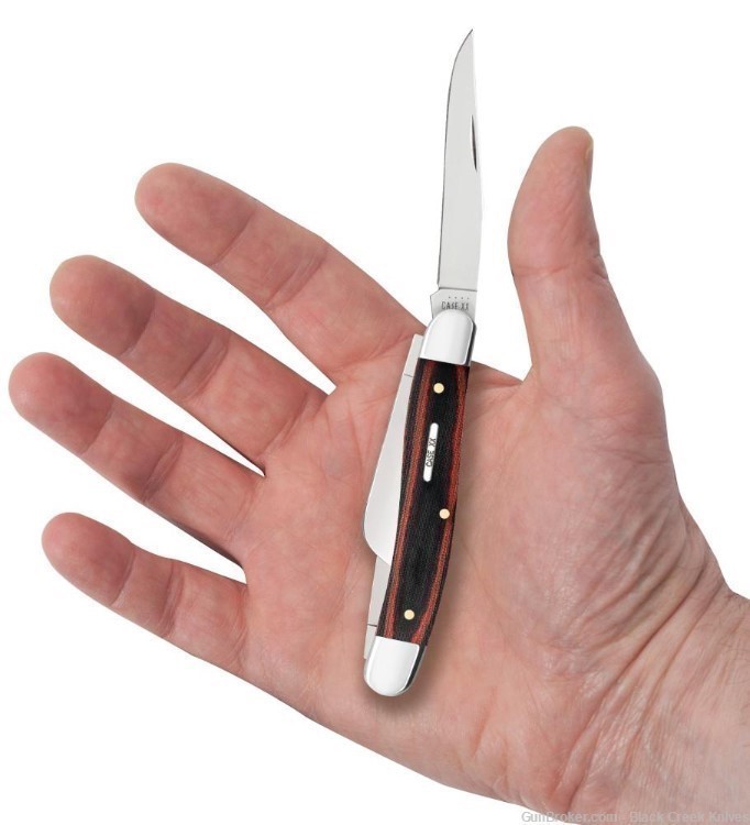 Case 27853 Medium Stockman Pocket Knife Red/Black Micarta Handle SS Blades-img-4