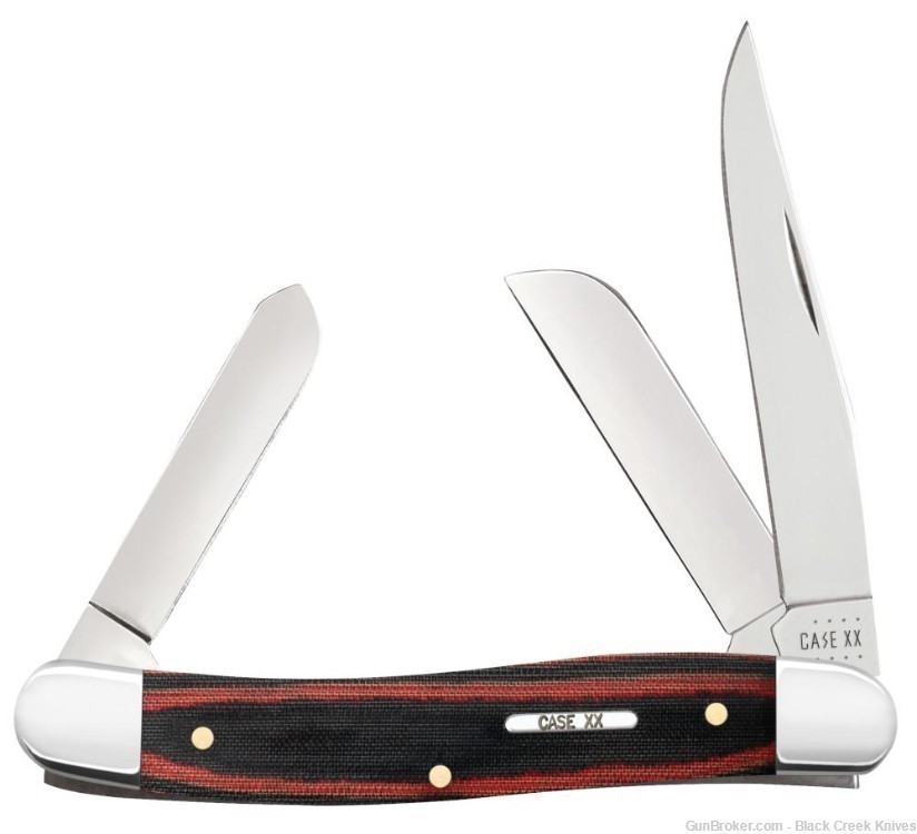 Case 27853 Medium Stockman Pocket Knife Red/Black Micarta Handle SS Blades-img-0