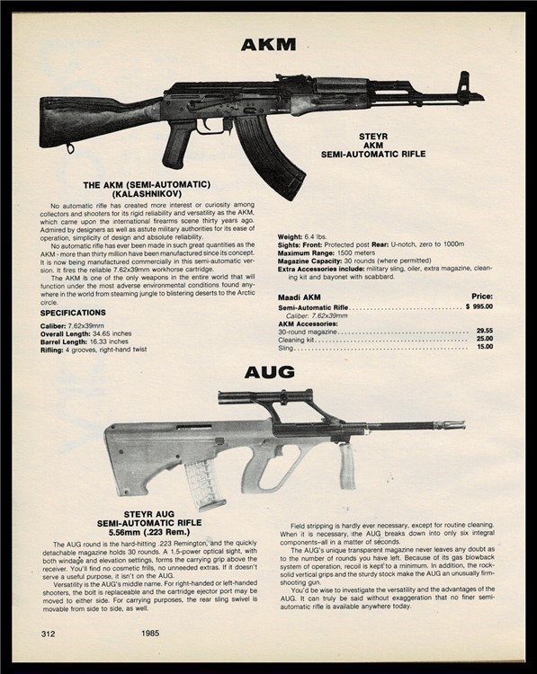 1985 STEYR AKM Kalashinko and AUG Semi-Auto Rifle PRINT AD-img-0