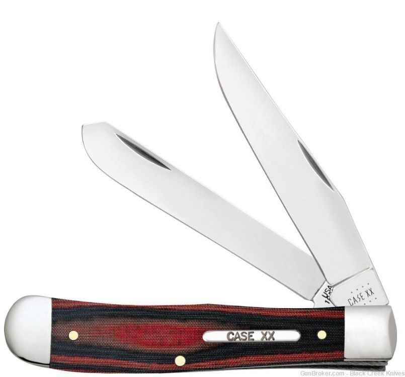 Case 27850 Red/Black Micarta Handle Trapper Pocket Knife SS Blades-img-0