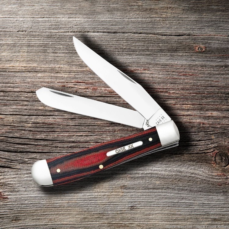 Case 27850 Red/Black Micarta Handle Trapper Pocket Knife SS Blades-img-1