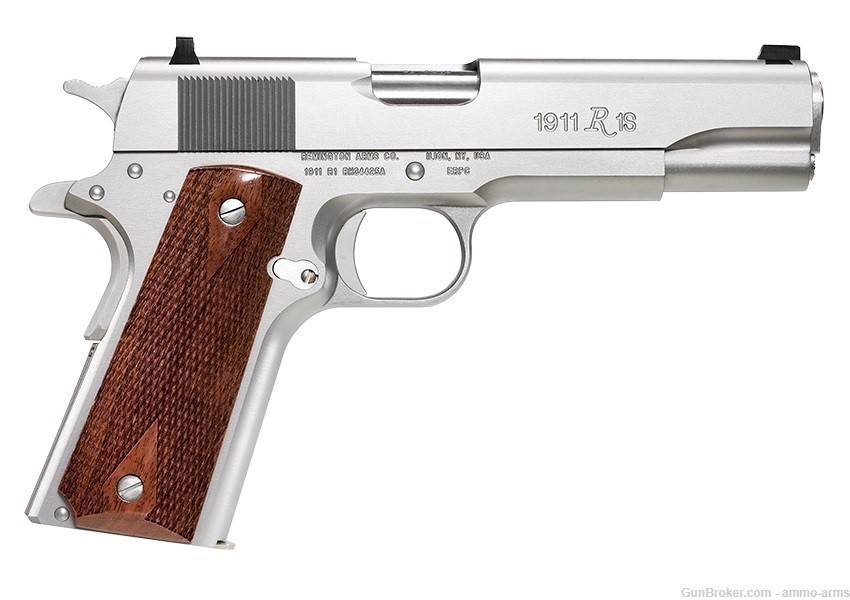 Remington 1911 R1-S Stainless .45 ACP 5" 7 Rds Walnut Grips 96324-img-1