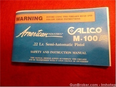 Calico M-100 Pistol Owner's Manual .22 LR Bitcoin