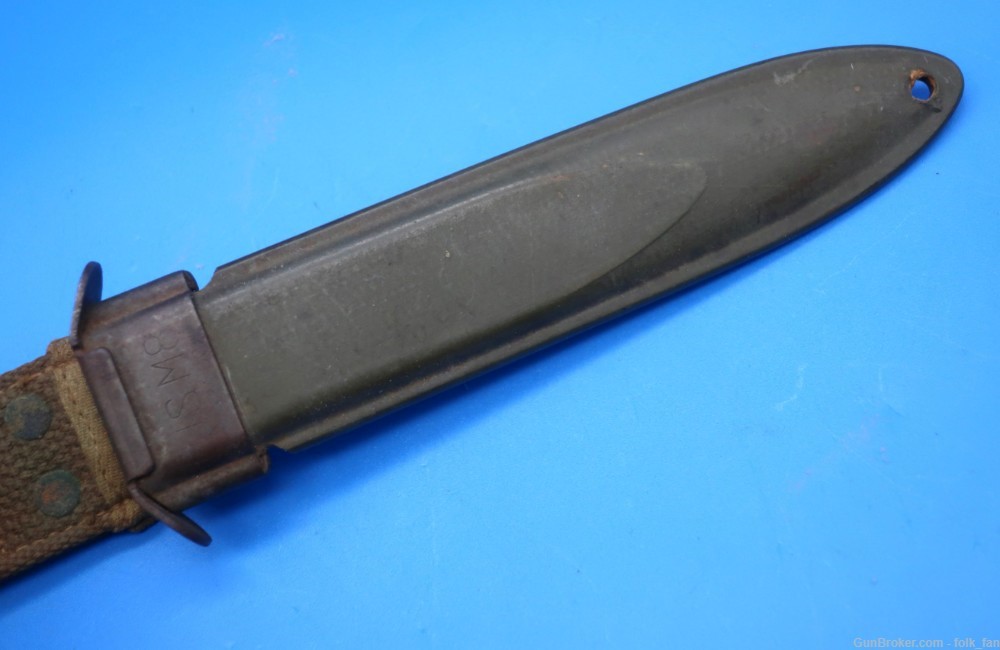 WW2 Case M3 Trench Knife w/M8 Scabbard Blade Marked Named -img-2